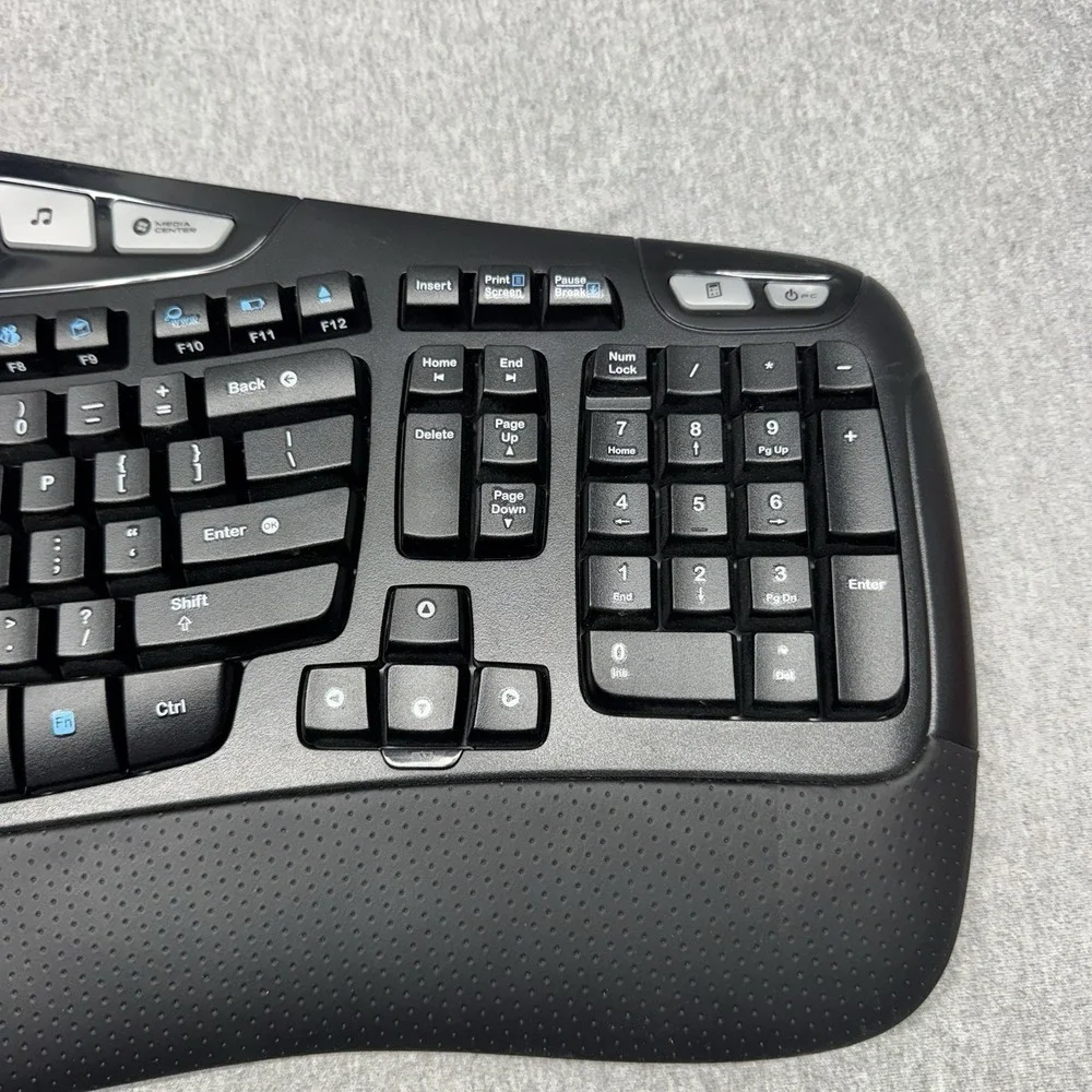Logitech K350 Wireless Wave Keyboard Tested Working No Dongle Ergonomic Black